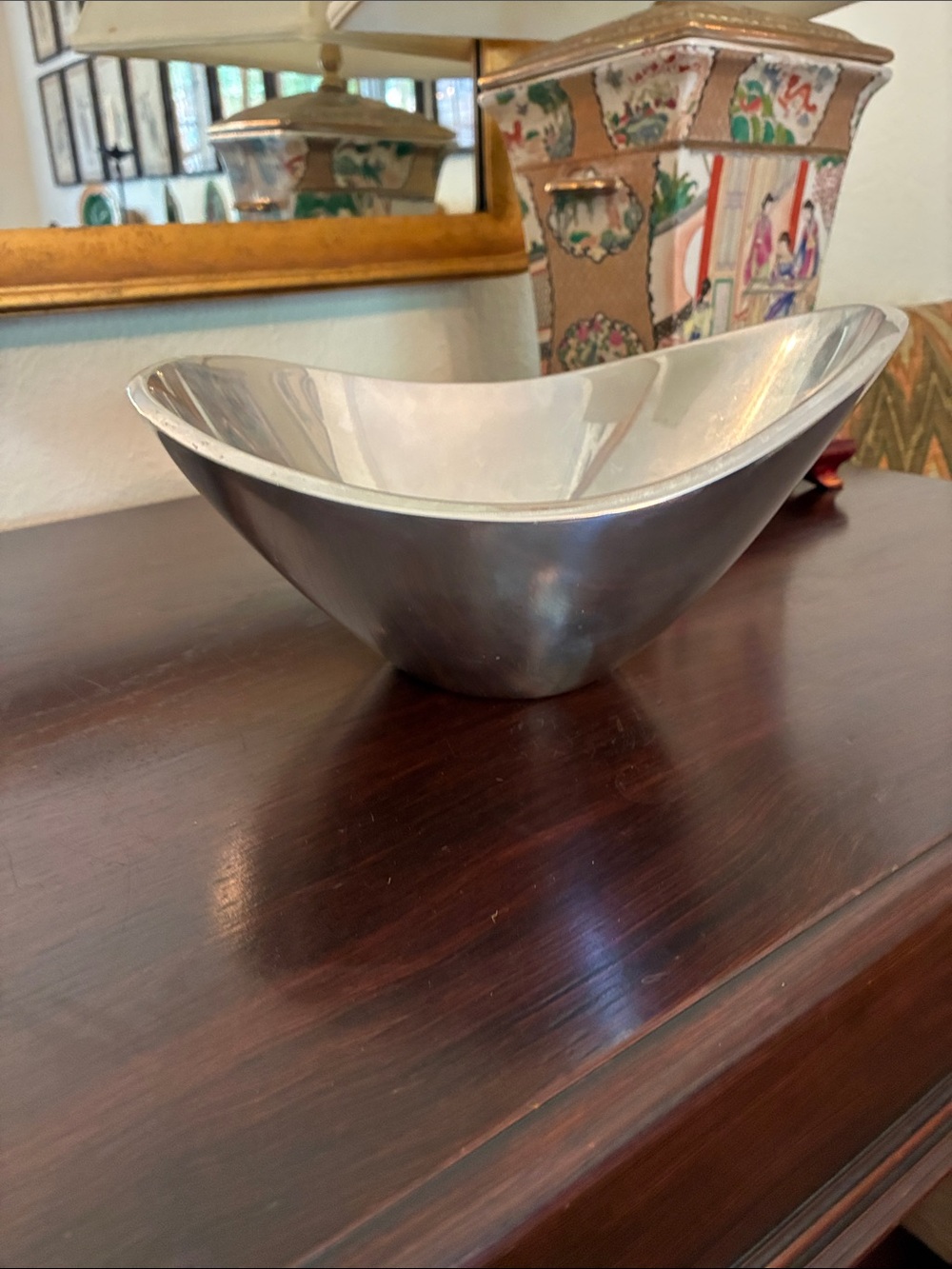 Nambe Silver Curved Serving Bowl